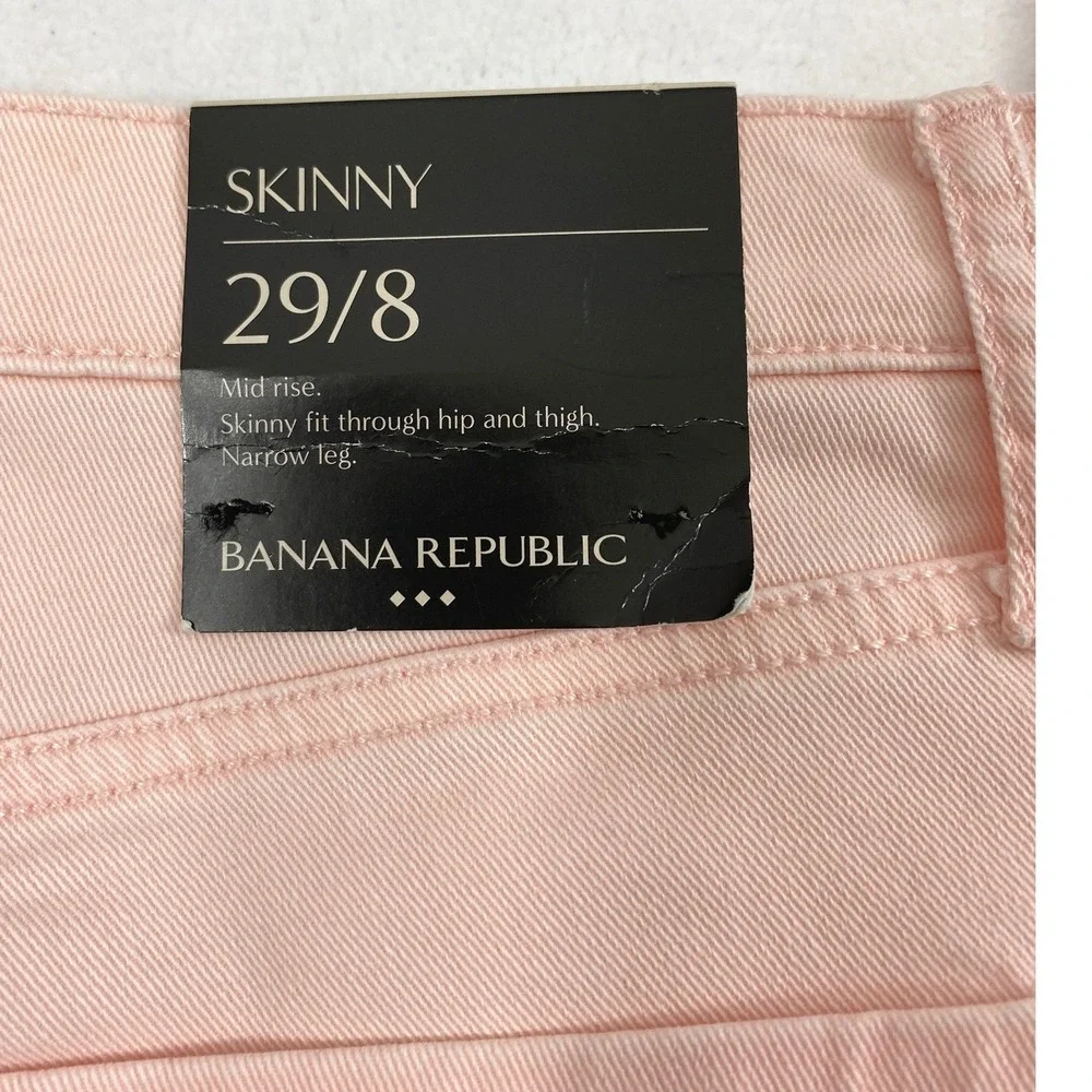 Banana Republic Jeans Womens 8 Mid Rise Pink Denim Skinny‎ Pastel Pants Stretch